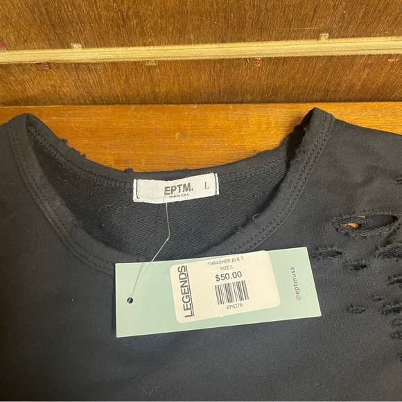 EPTM T-Shirt “The Distressed Long Tee” in Black by The Perfect Example T-17 - Picture 8 of 8